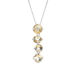 Citrine Yellow Drop Silver Pendant Necklace